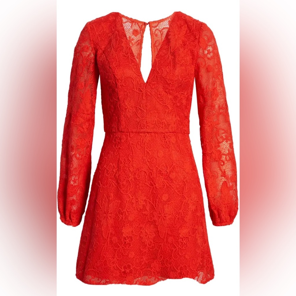 CHI CHI LONDON -Crochet Lace Long Sleeve Mindress- Size: US 6-Color: Coral-NEW!!